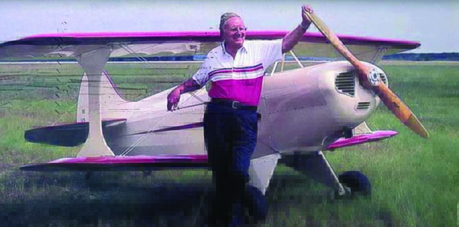 Curtis Pitts with the replica of Pitts No. 1 now on display at the EAA Museum in Oshkosh.
