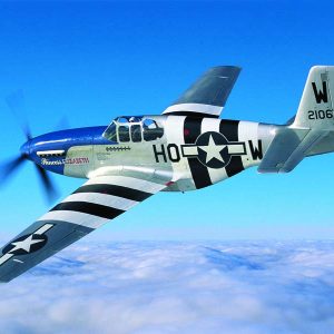 Stephen Gray soars over Duxford, England in The Fighter Collection’s “Princess Elizabeth” North American P-51C Mustang in invasion livery. This Mustang is now owned by Dan Friedkin of Houston, Texas and his Air Force Heritage Flight Foundation. (Photo by John Dibbs/Facebook.com/theplanepicturecompany)