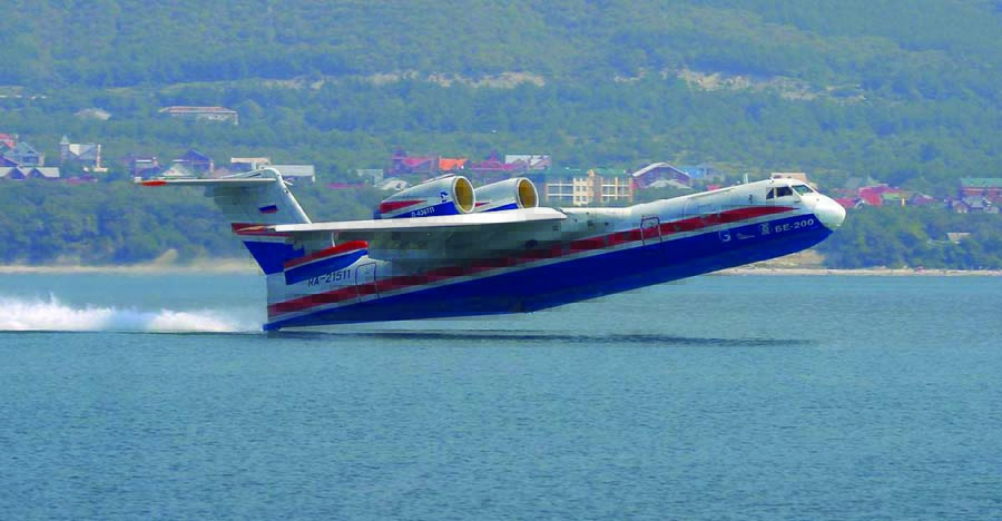 The Beriev/Irkut Be-200 is what the SeaMaster might have been. Roughly the same size and weight, the “Altair” has found a niche as a fire fighter scooping up 3,100 gallons of water and rapidly getting it to the blaze. The Be-200 is currently in production.